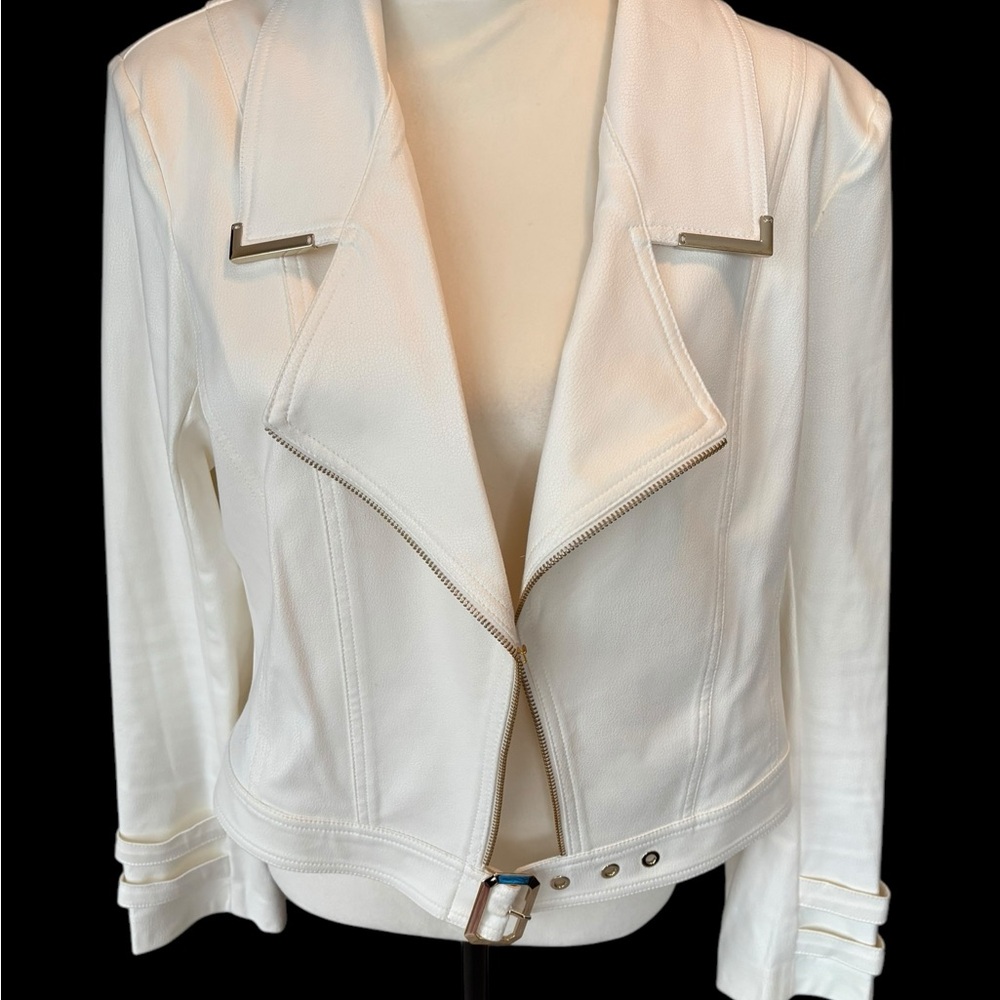 NWOT - Lena Gabrielle Ivory Faux Leather Jacket